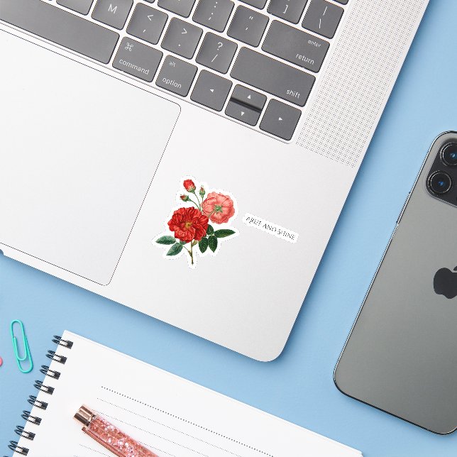 Pegatina Auge floral vintage suave y brillante (Ordenado portátil con iPhone)