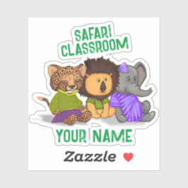 Pegatina Aula de Safari personalizado Elefante de León Chee