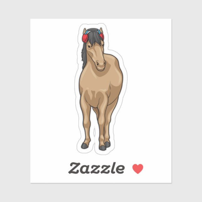 Pegatina Auriculares de música de caballos (Hoja)