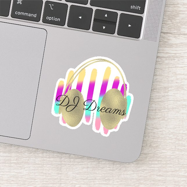 Pegatina Auriculares DJ Sonido Waves Música (Detalle)