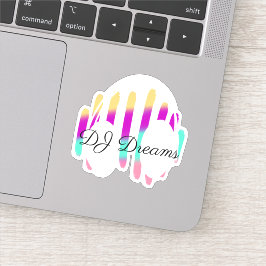 Pegatina Auriculares DJ Waves de sonido Música Nombre perso