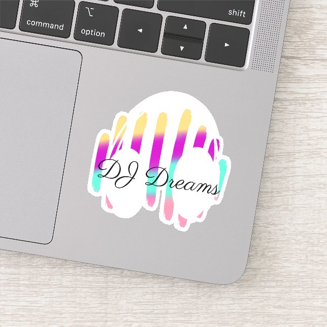 Pegatina Auriculares DJ Waves de sonido Música Nombre perso (Detalle)