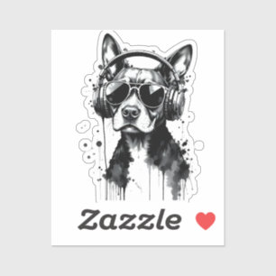 Pegatina Auriculares Guay Dog Mascotas cortos Tinta blanca 
