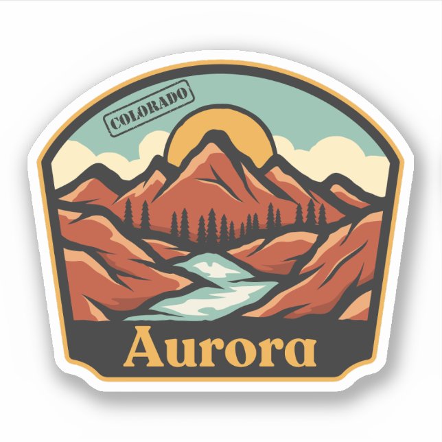 Pegatina Aurora, Colorado (Anverso)