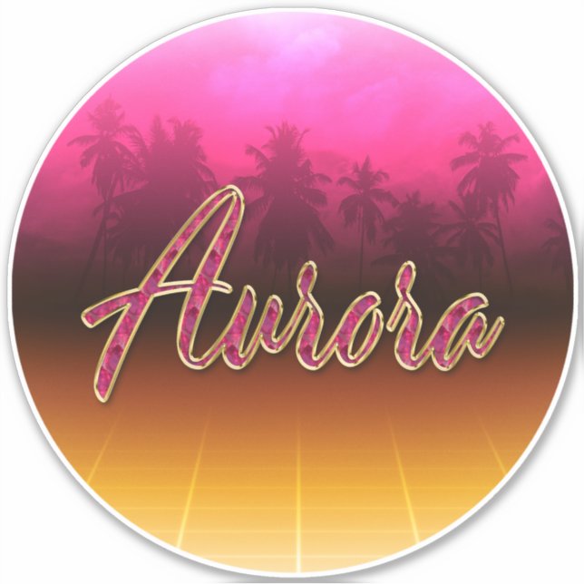 Pegatina Aurora Vorname Name golden pink Aufkleber Sticker (Anverso)