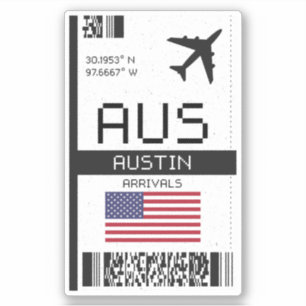 Pegatina AUS Austin Embarque Pass - Texas Travel