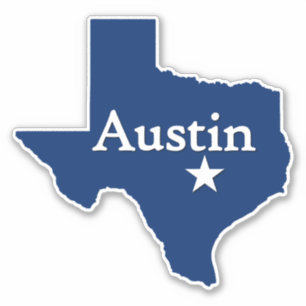 Pegatina Austin, Texas Capital City State Map