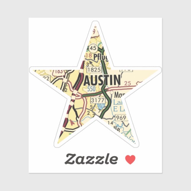 Pegatina Austin TX Star (Hoja)