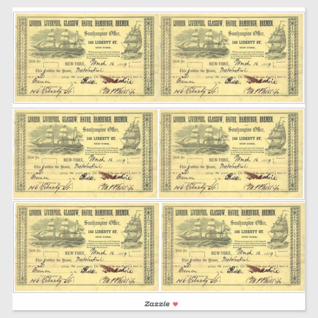 Pegatina Auténtico Viaje de Vintage British Steamship Pass (Hoja)