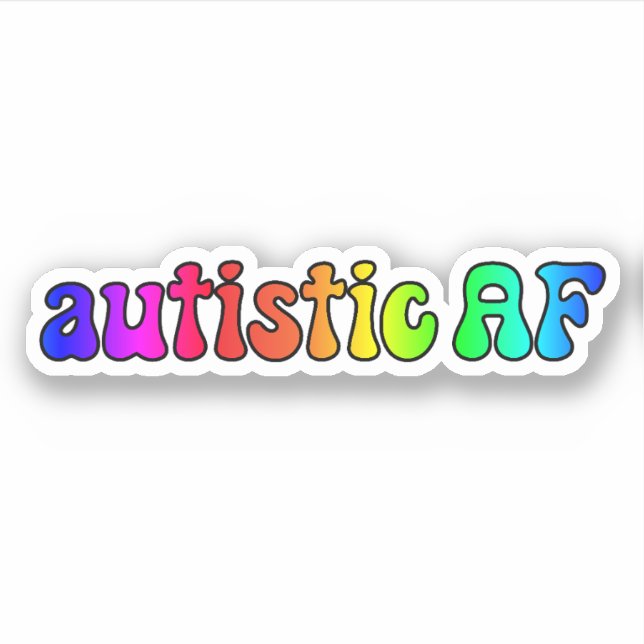 Pegatina autismo AF Tipografía arcoiris (Anverso)