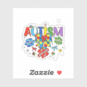 Pegatina Autismo Conciencia Bow Coquette Puzzle Piece Neuro