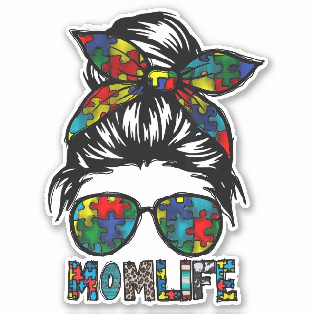 Pegatina Autismo Mamá Vida, regalo del Día de Concienciació (Anverso)