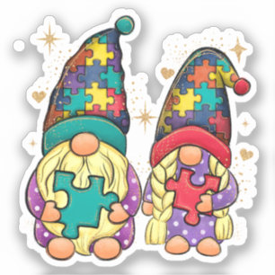 Pegatina Autismo Pareja Gnome