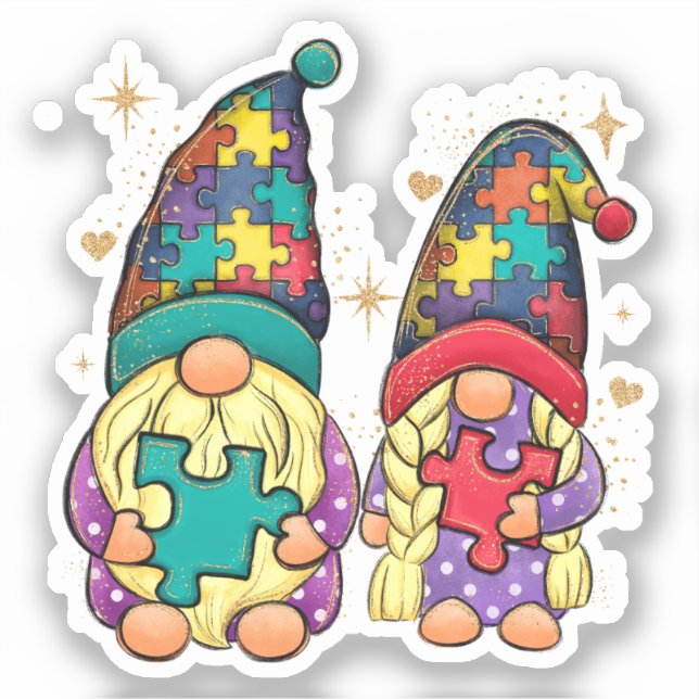 Pegatina Autismo Pareja Gnome (Anverso)