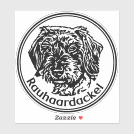 Pegatina Autoaufkleber Rauhaardackel Teckel rund