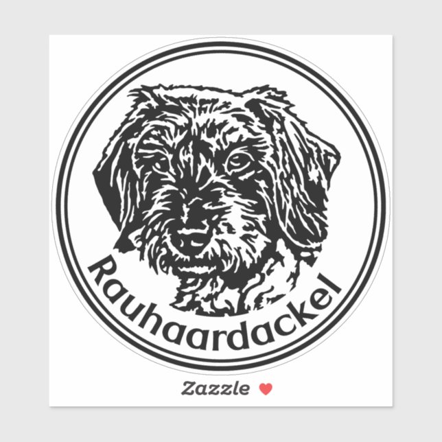 Pegatina Autoaufkleber Rauhaardackel Teckel rund  (Hoja)