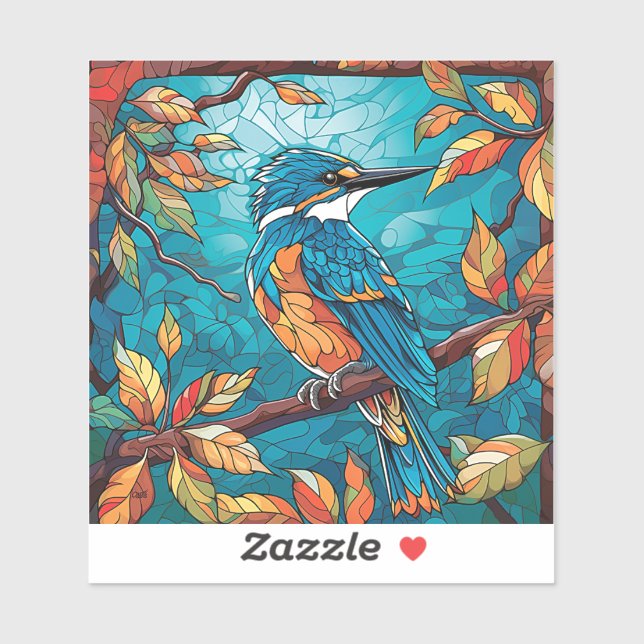 Pegatina Autumn Kingfisher Personalizado-Pegatina de vinilo (Hoja)