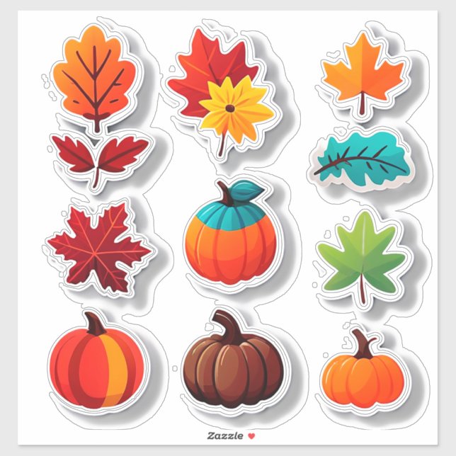 Pegatina Autumn Leaves and Pumpkins Sticker Set (Hoja)