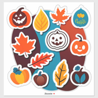 Pegatina Autumn Leaves and Pumpkins Sticker Set