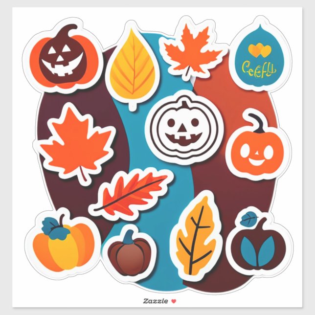 Pegatina Autumn Leaves and Pumpkins Sticker Set (Hoja)