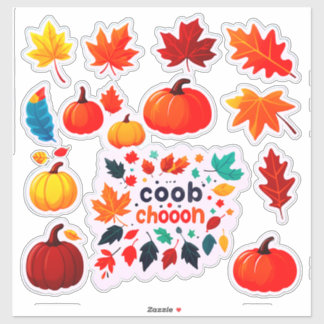 Pegatina Autumn Leaves and Pumpkins Sticker Set