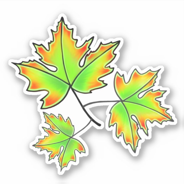 Pegatina Autumn Leaves elegante otoño botánico (Anverso)