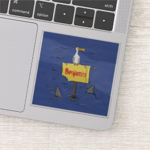 Pegatina Ave marina divertida rodeada por un personalizado 