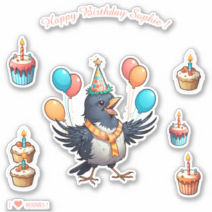 Pegatina Ave personalizado - Feliz cumpleaños personalizado