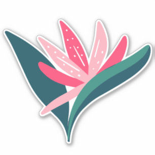 Pegatina Ave tropical del paraíso de ilustracion floral ro