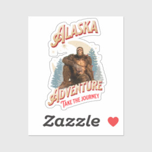 Pegatina Aventura de Bigfoot de Alaska Arte de Retro Natura