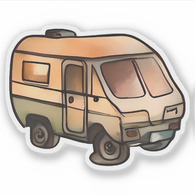 Pegatina Aventura de Caravana de Vintage (Anverso)