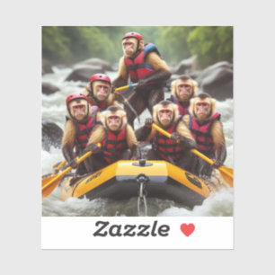 Pegatina Aventurous Capuchin Monkeys Whitewater Rafting