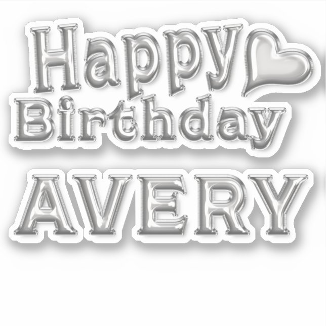 Pegatina Avery Happy Birthday silver Aufkleber Sticker (Anverso)