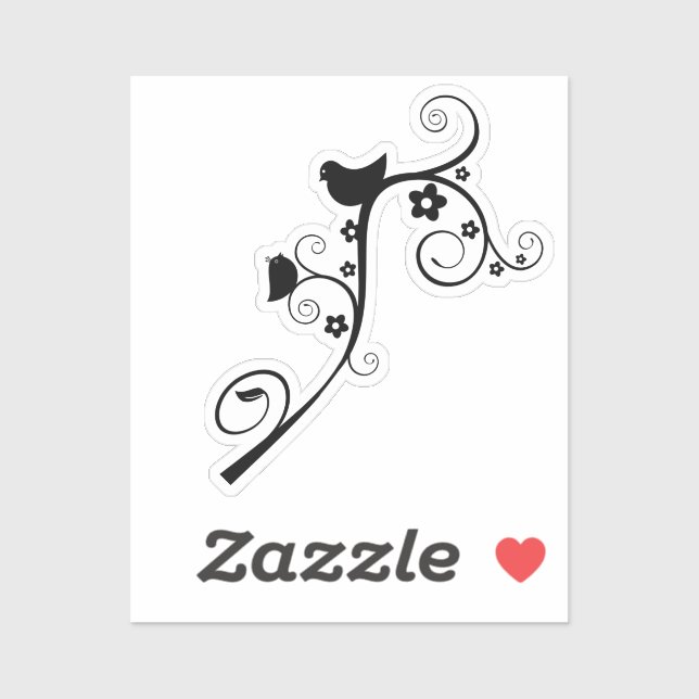 Pegatina aves-animales-flourish-swirls (Hoja)