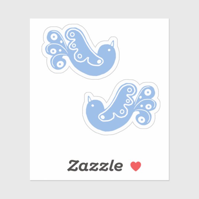 Pegatina Aves blancas azules escandalosas (Hoja)