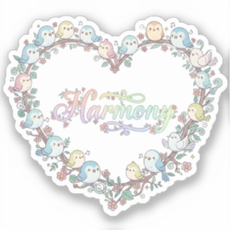 Pegatina Aves Chibi Lindas Armonía