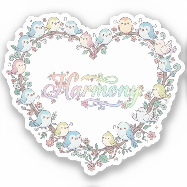 Pegatina Aves Chibi Lindas Armonía (Anverso)
