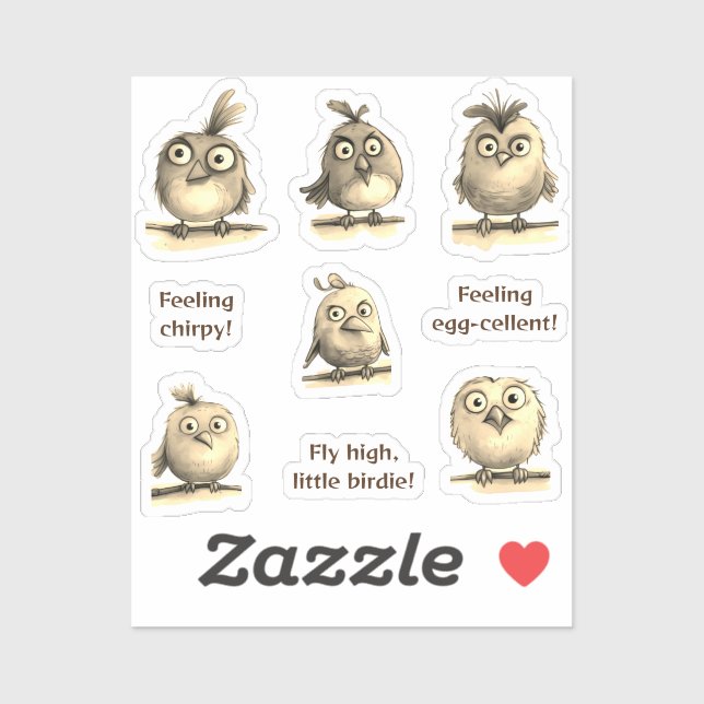 Pegatina Aves extravagantes 1 sepia (Hoja)