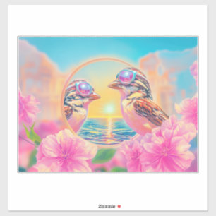 Pegatina Aves Guay con gafas de sol al atardecer