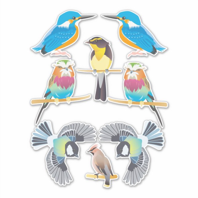 Pegatina Aves personalizados Naturaleza animal de dibujos a (Anverso)