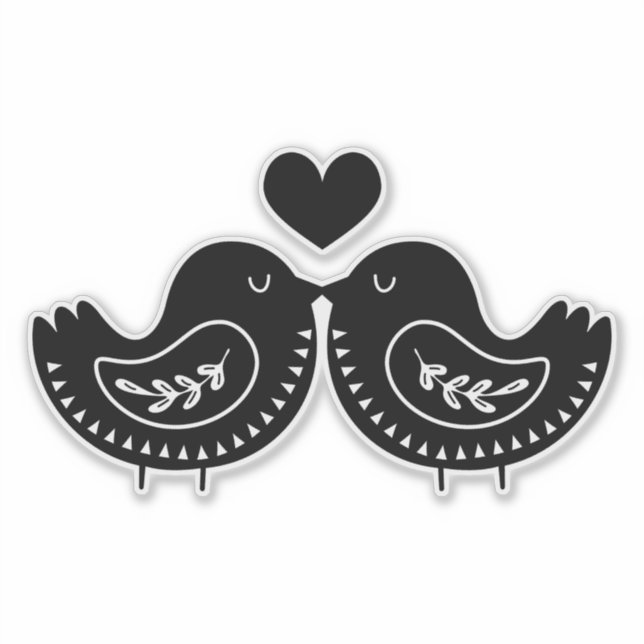 Pegatina Aves y Corazón Caprichosos (Anverso)