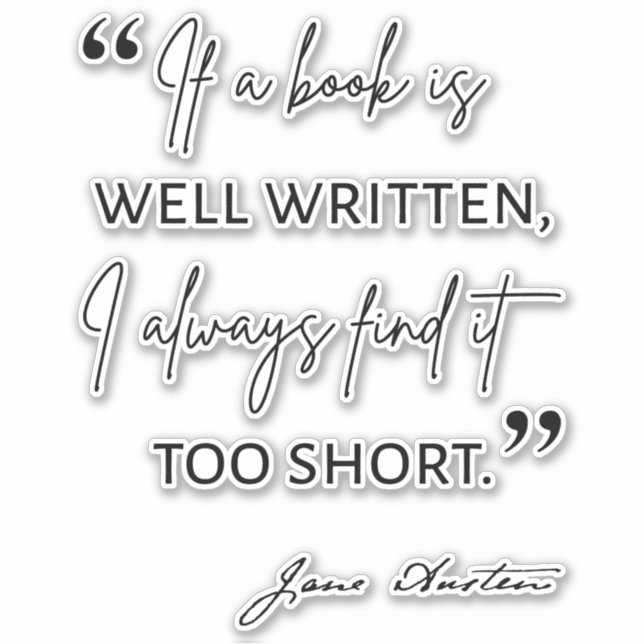 Pegatina Avid Reader II - Cita de Jane Austen (Anverso)