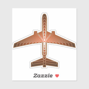 Pegatina Avión Art Deco, bronce, dorado y marrón rojizo