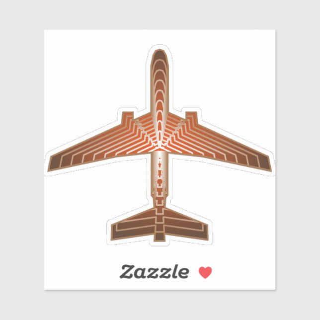 Pegatina Avión Art Deco, bronce, dorado y marrón rojizo (Hoja)