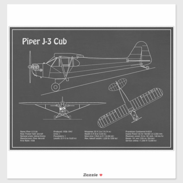 Pegatina Avión de Cub - Planes de Plano de Plano de Plano d (Hoja)