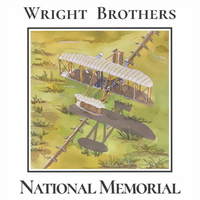 Pegatina Avión de los hermanos Wright, Memorial Nacional (Anverso)