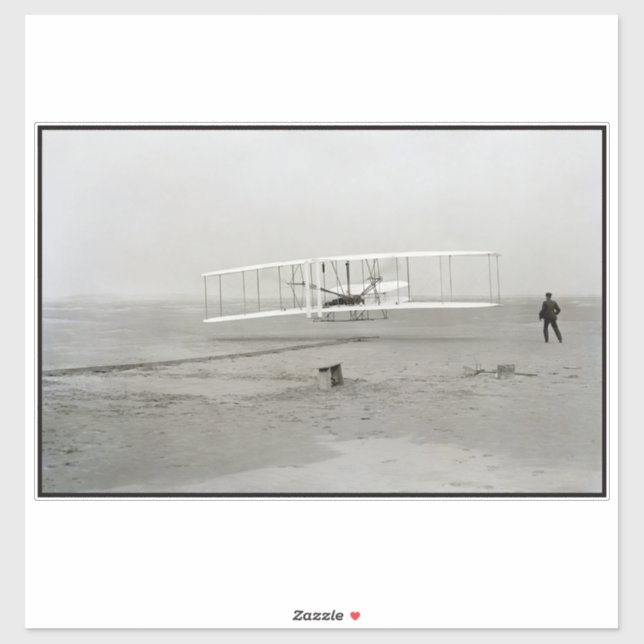 Pegatina Avión de los Hermanos Wright Primer Vuelo de Avión (Hoja)