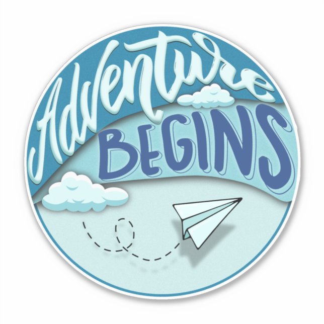 Pegatina Avión de papel | La aventura comienza con el vinil (Anverso)