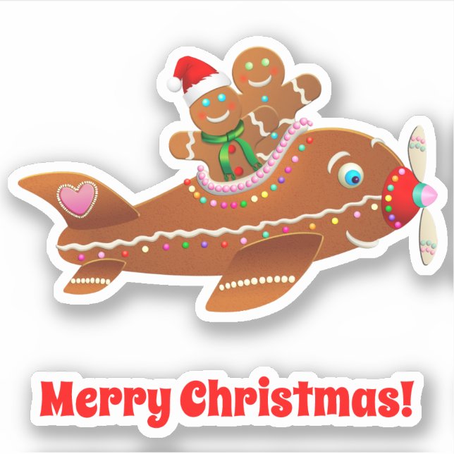 Pegatina Avión de Xmas Gingerbread (Anverso)