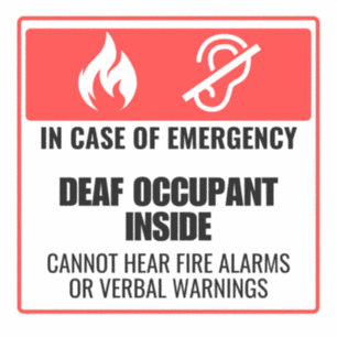 Pegatina Aviso de emergencia de ocupantes sordos